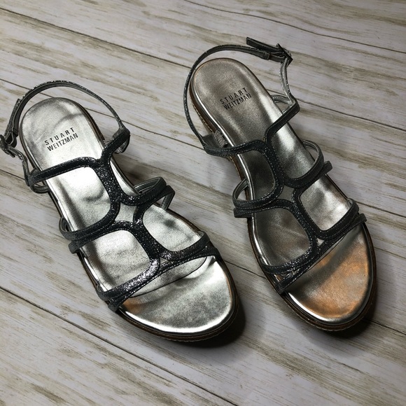 Stuart Weitzman Metallic Glitter Foursome Sandal - Picture 3 of 7